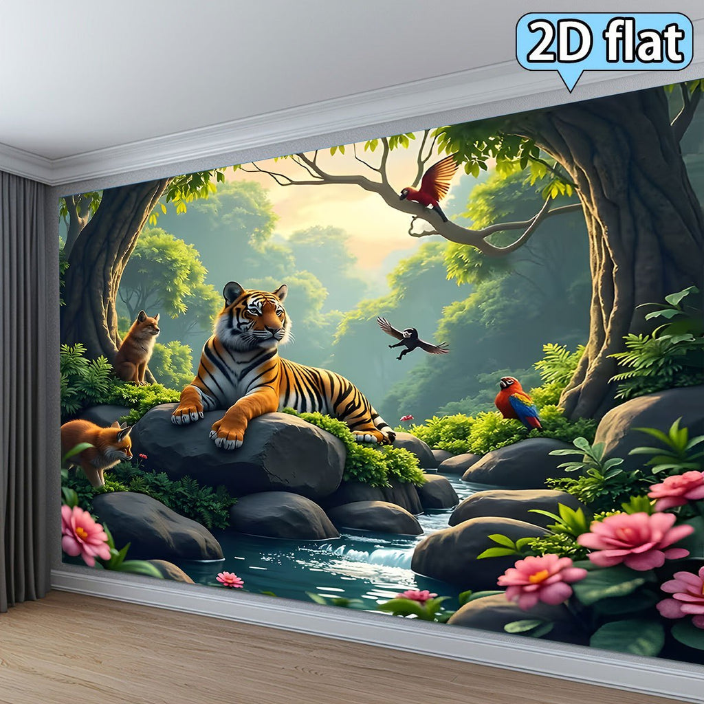 Tenture murale tigre au bord d'un ruisseau, 244 x 183 cm