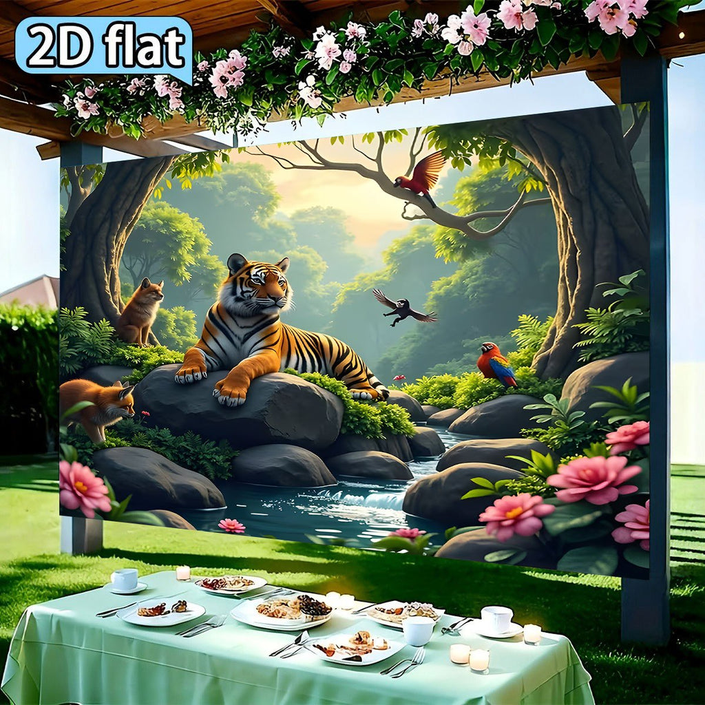 Tenture murale tigre au bord d'un ruisseau, 244 x 183 cm