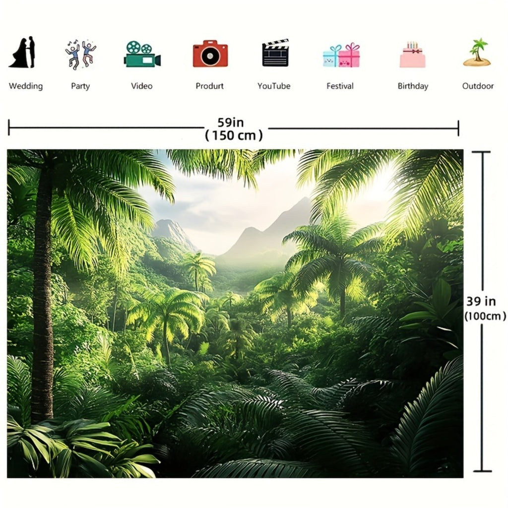 Toile murale jungle tropicale en polyester, 245 x 365 cm