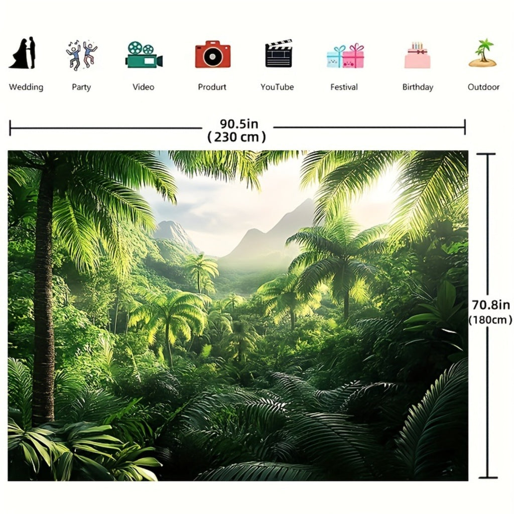 Toile murale jungle tropicale en polyester, 245 x 365 cm