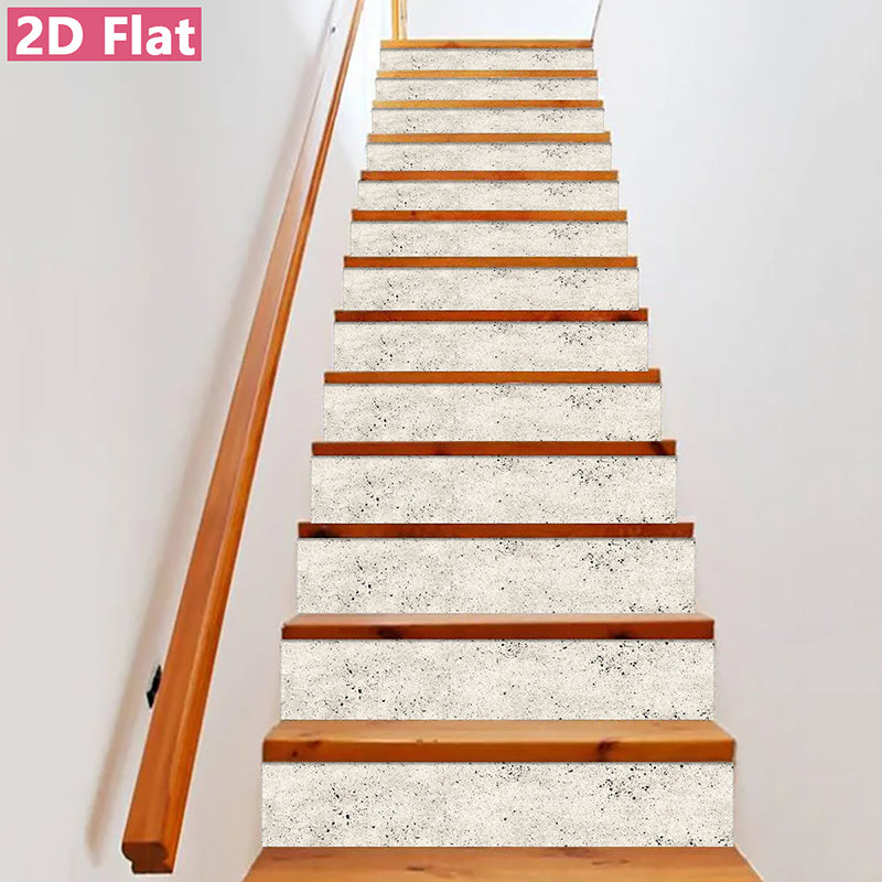 Terrazzo crème moucheté de noir sur 13 contremarches d'escalier