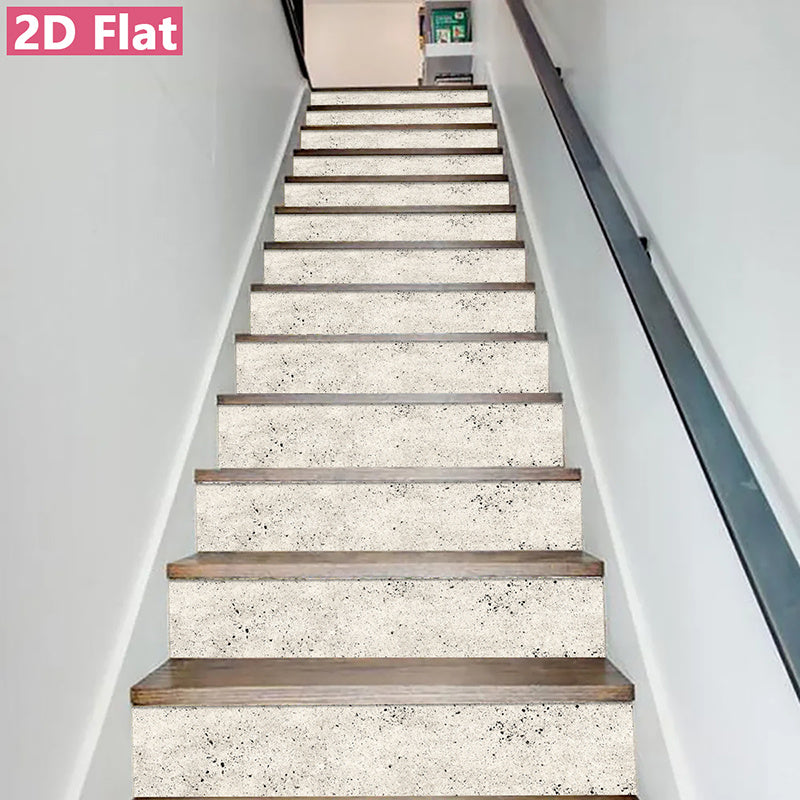 Terrazzo crème moucheté de noir sur 13 contremarches d'escalier
