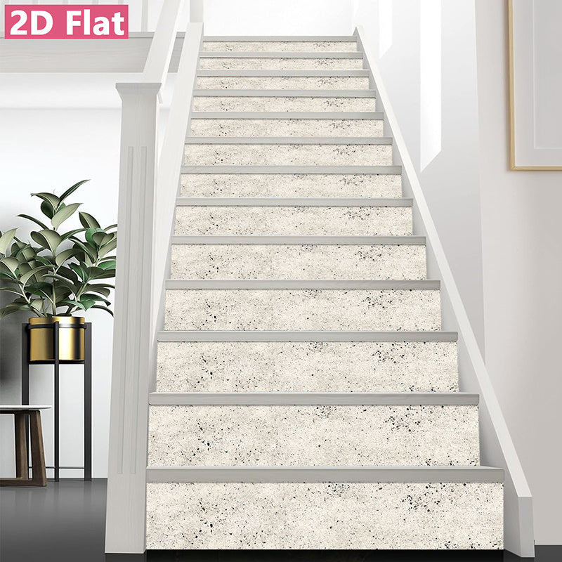 Terrazzo crème moucheté de noir sur 13 contremarches d'escalier