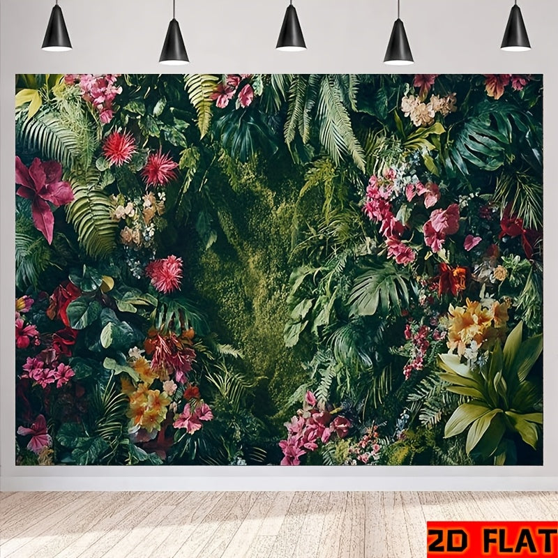 Toile de fond mur de fleurs tropicales et feuillage dense
