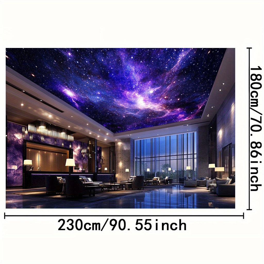 Toile décorative galaxie en polyester, nuit étoilée violette