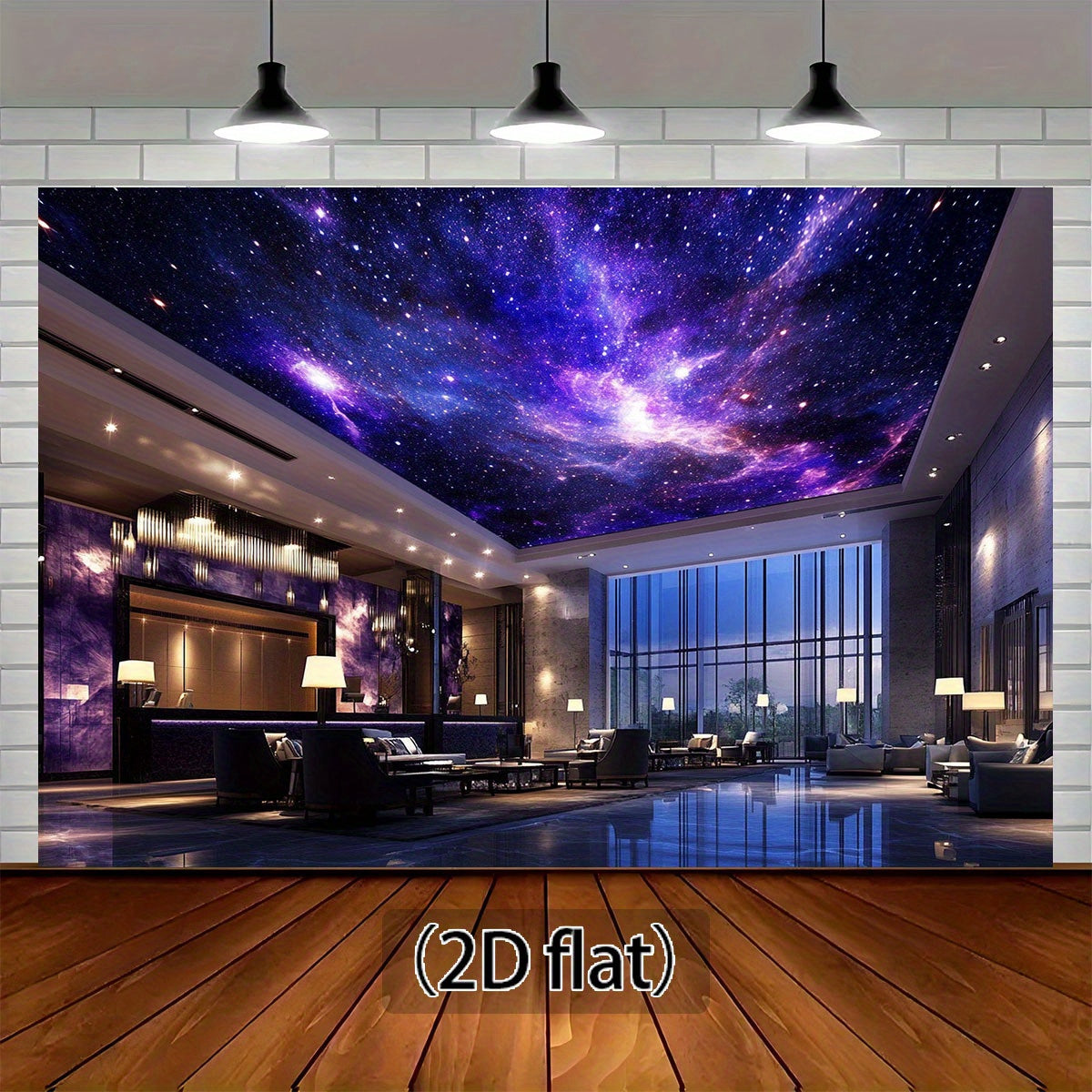Toile décorative galaxie en polyester, nuit étoilée violette