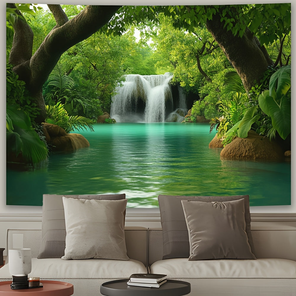 Toile murale cascade de jungle aux eaux turquoise à tendre