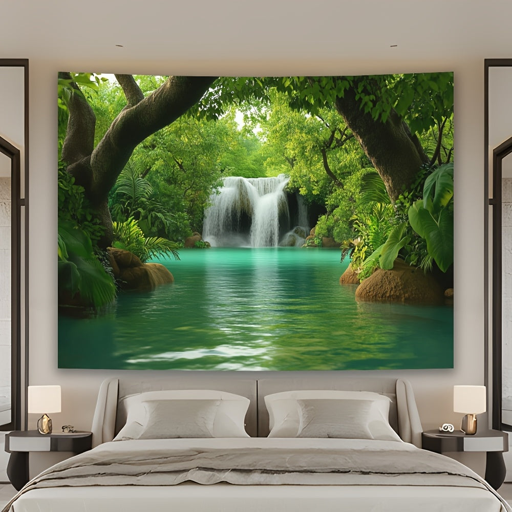 Toile murale cascade de jungle aux eaux turquoise à tendre