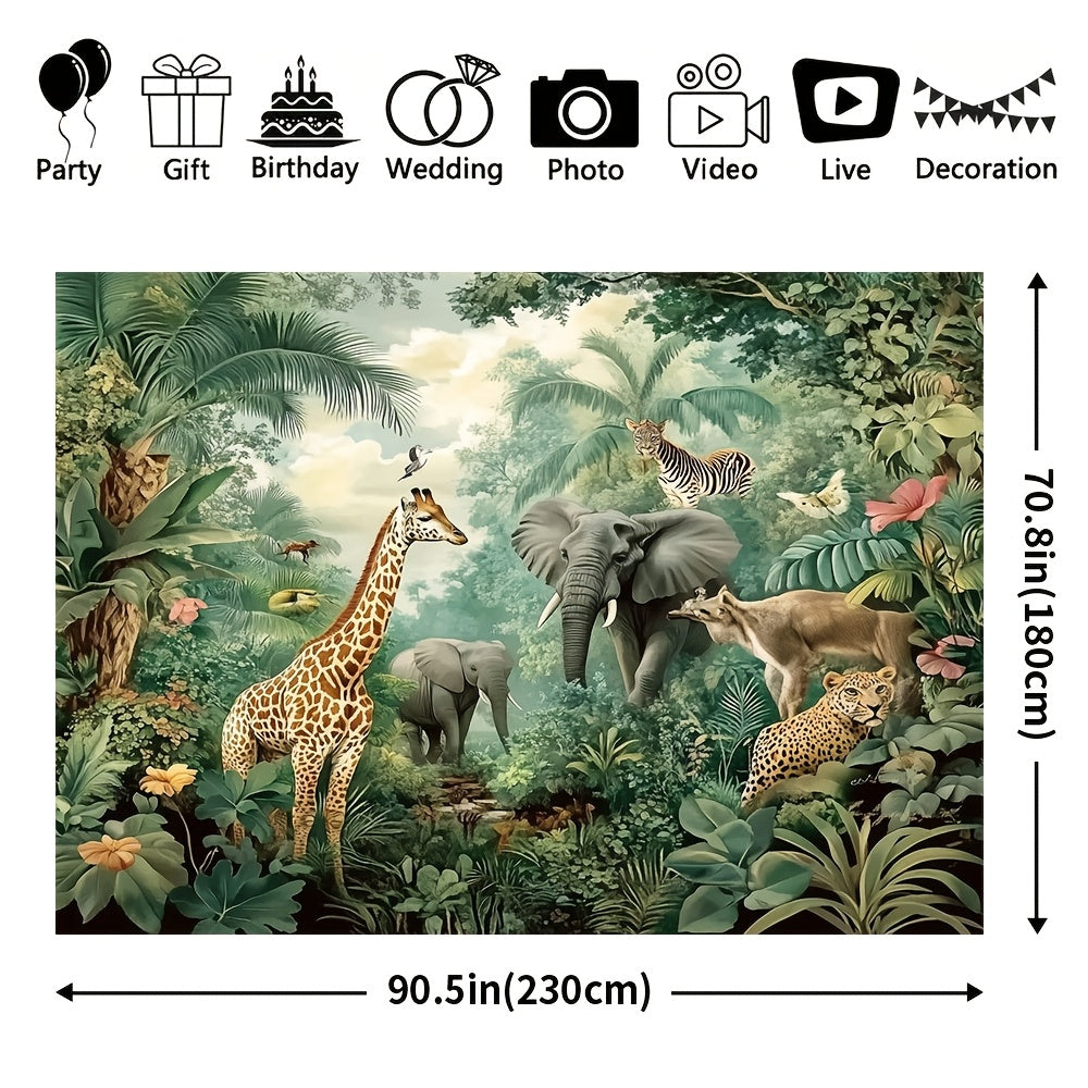 Toile murale jungle illustrée à l'ancienne, quatre formats
