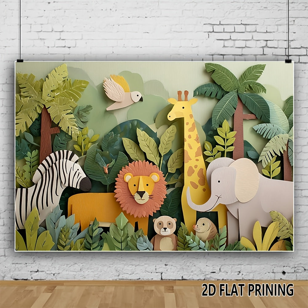 Toile murale jungle en papier découpé, deux grands formats