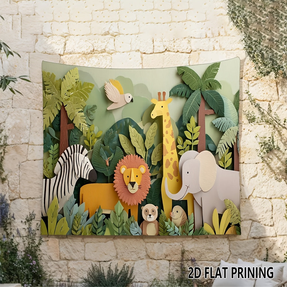 Toile murale jungle en papier découpé, deux grands formats