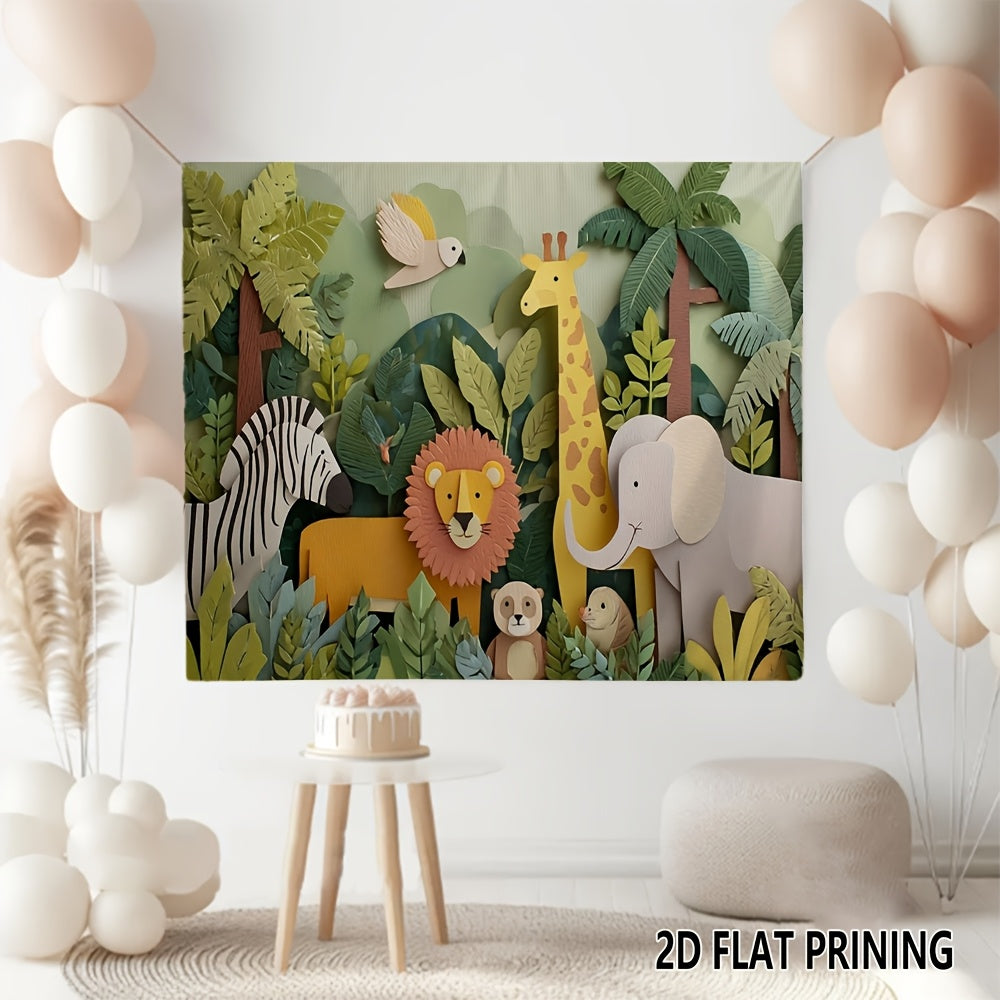 Toile murale jungle en papier découpé, deux grands formats