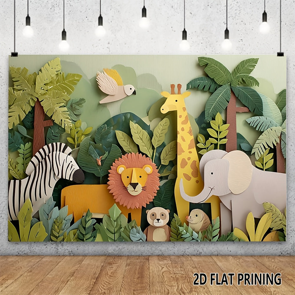Toile murale jungle en papier découpé, deux grands formats