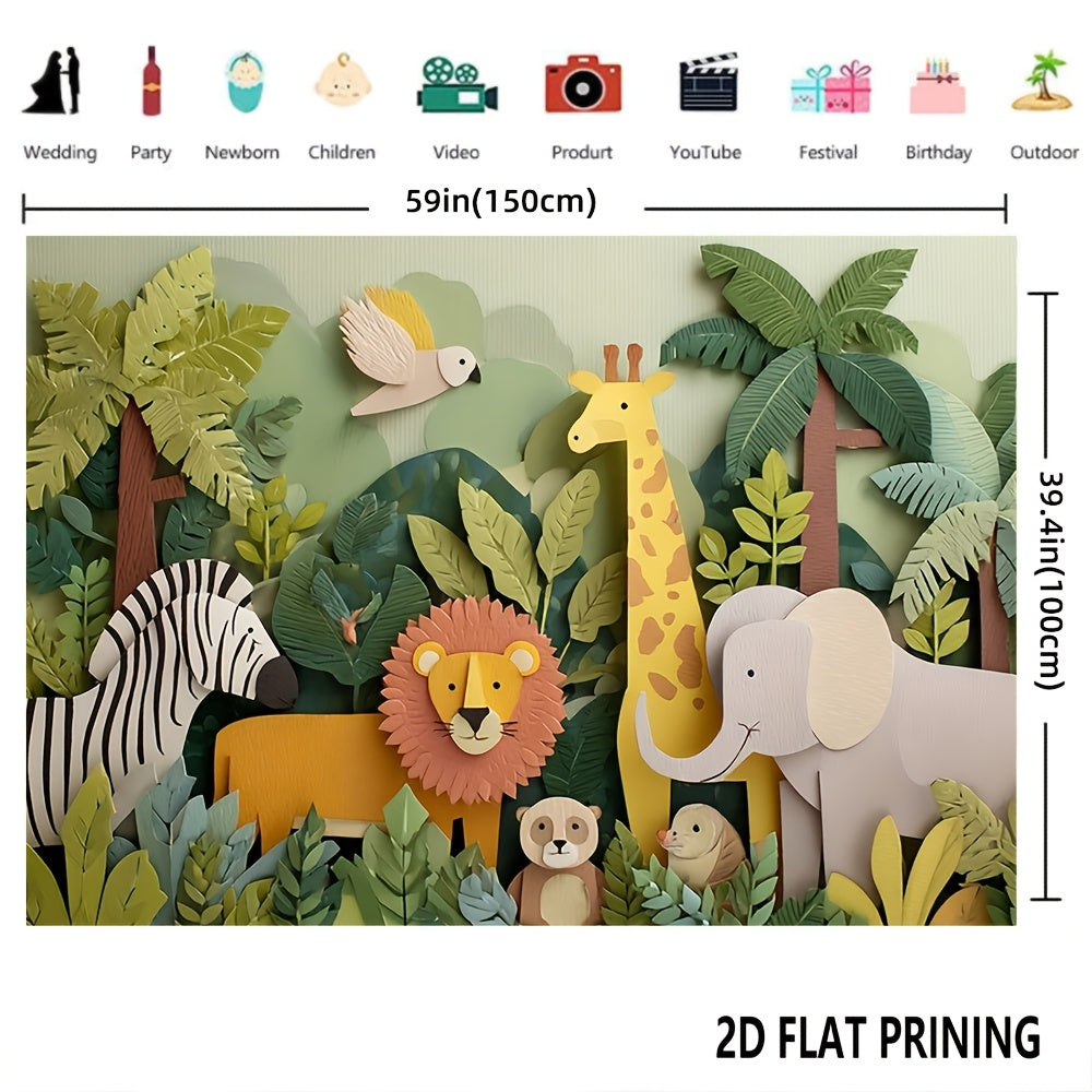 Toile murale jungle en papier découpé, deux grands formats