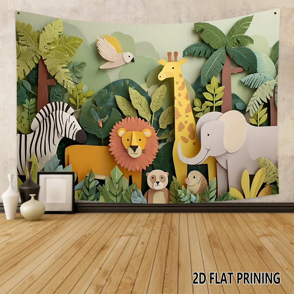 Toile murale jungle en papier découpé, deux grands formats