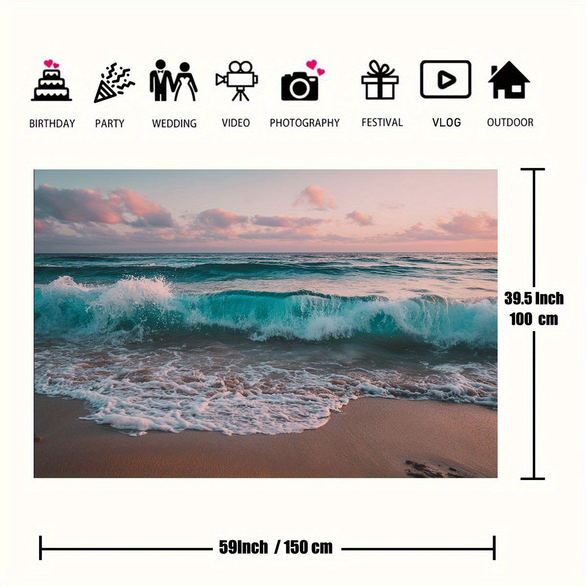 Toile murale vague turquoise au coucher de soleil, à tendre