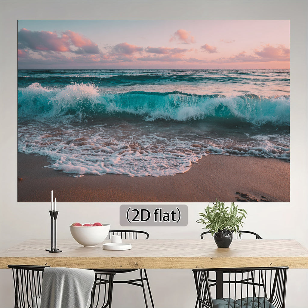 Toile murale vague turquoise au coucher de soleil, à tendre